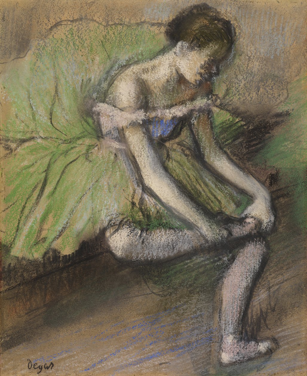 绿色裙子》，约 1896 年（纸上粉彩画） 作者 埃德加·德加