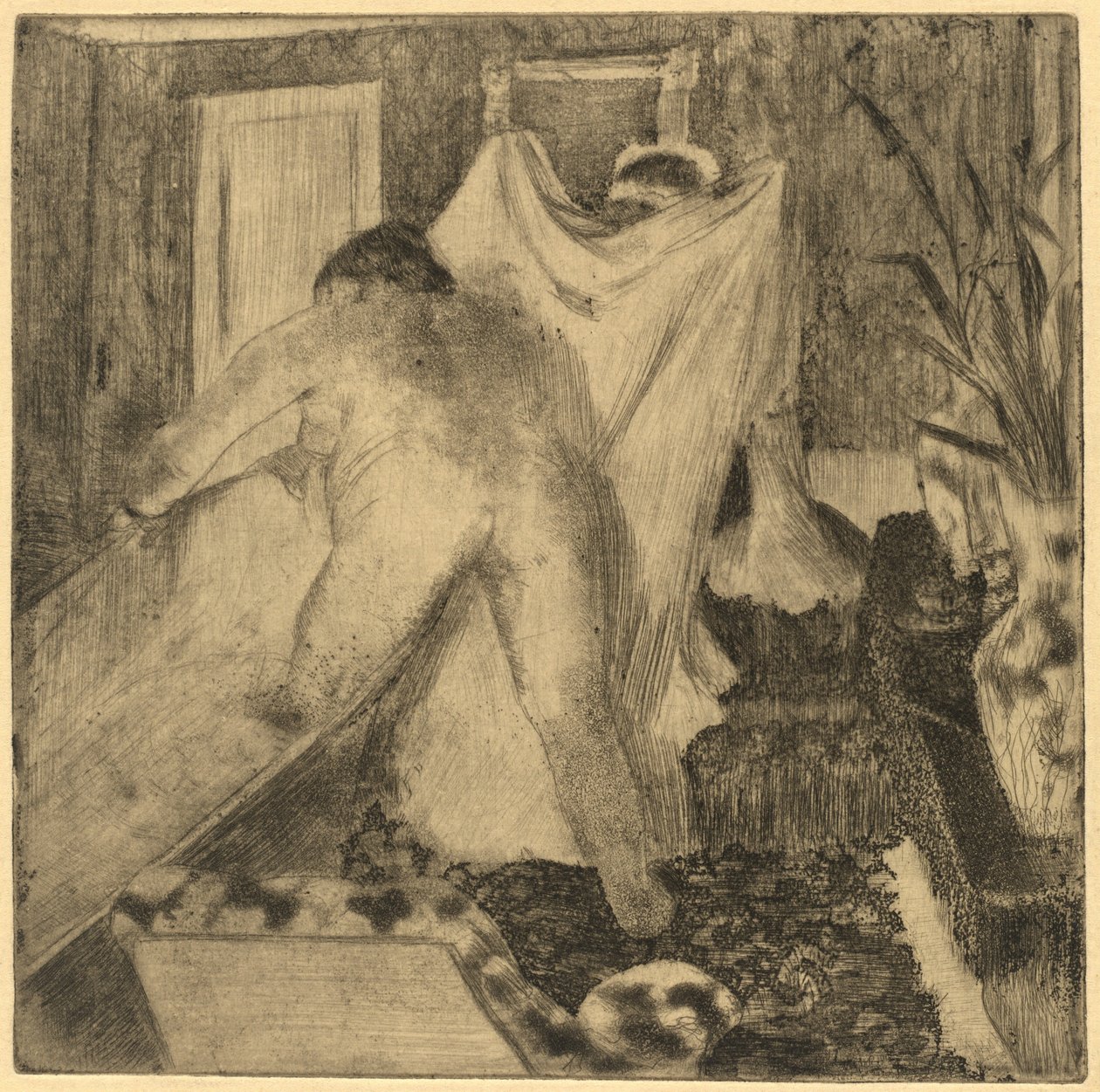 离开浴池 La sortie du bain, 约1879-1880。 作者 埃德加·德加