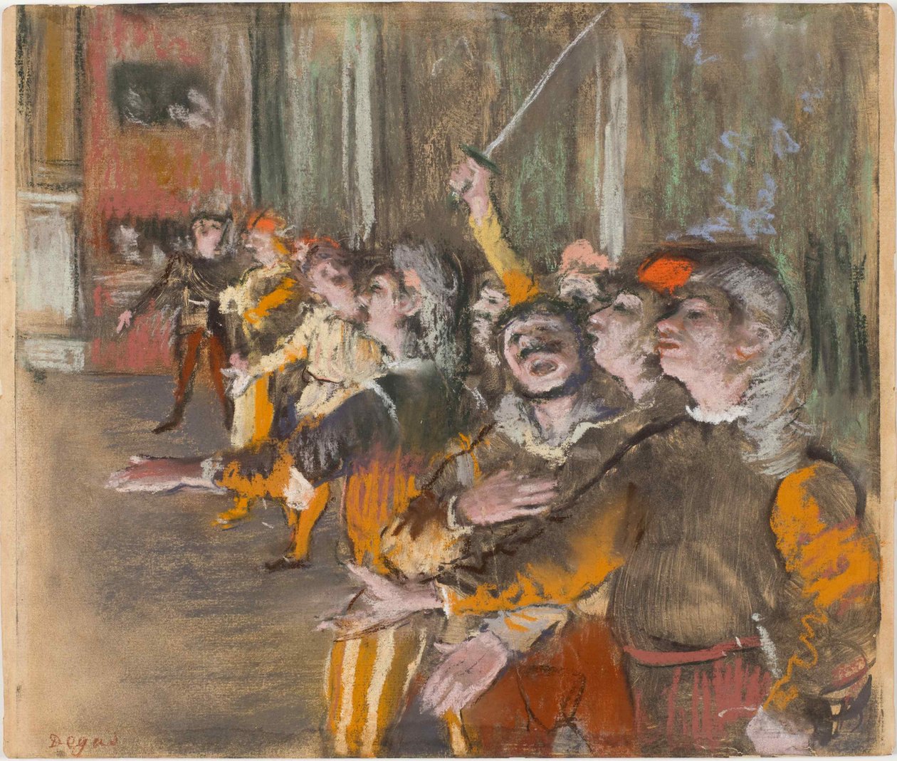 Les Choristes合唱团歌手，1877年。 作者 埃德加·德加
