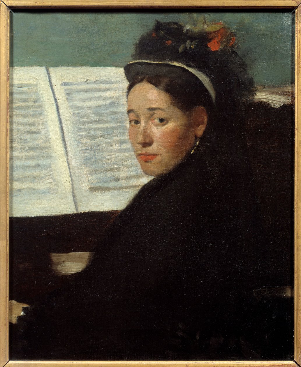 迪豪小姐 (1843-1935) 音乐会专栏的钢琴家，在钢琴上 埃德加·德加 (1834-1917) 作画，1869 年 0,45x0,32 m 巴黎，奥赛博物馆 作者 埃德加·德加