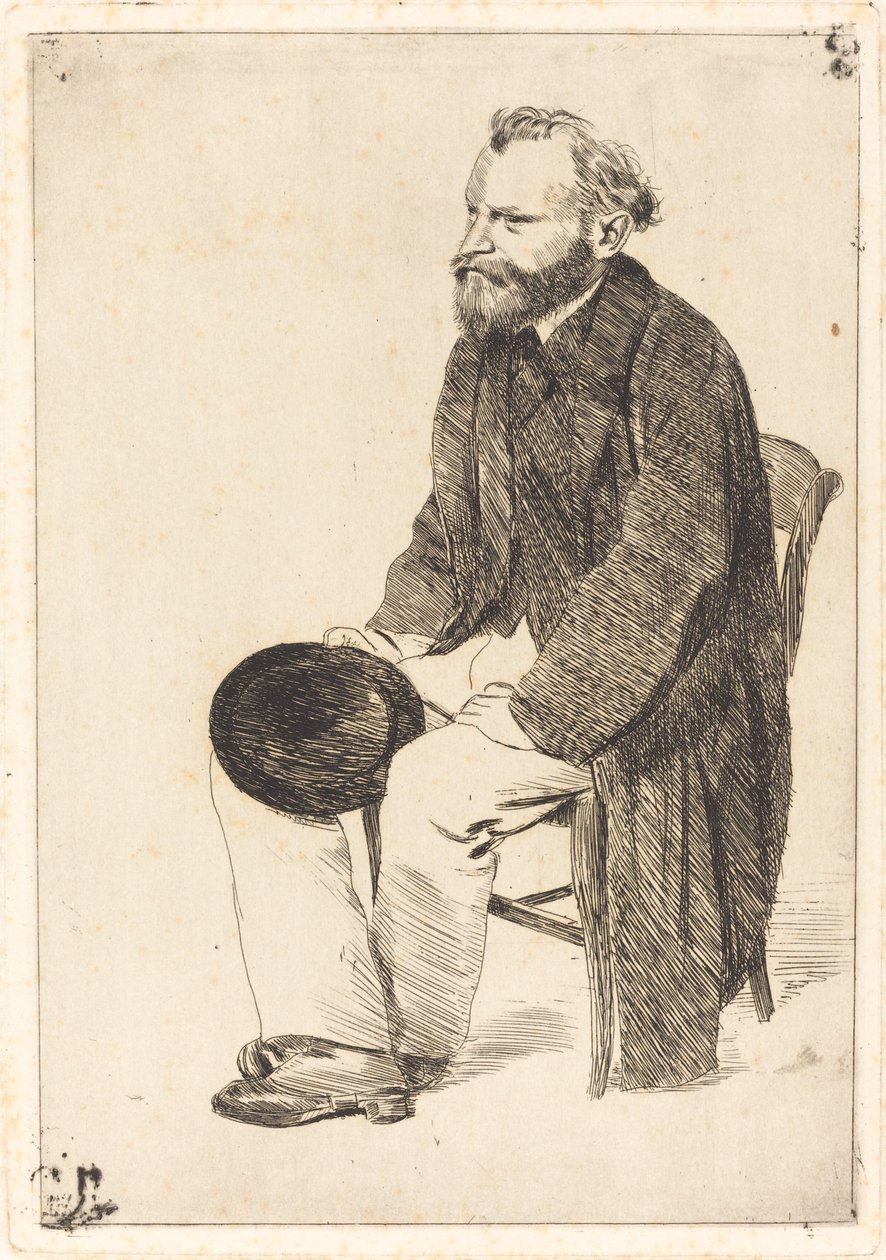 马奈坐着，向左转 (Manet assis, tourné à gauche) 作者 埃德加·德加