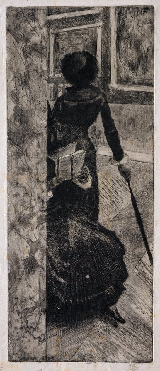 玛丽·卡萨特（Mary Cassatt）在罗浮宫，绘画画廊，1879-80年 作者 埃德加·德加