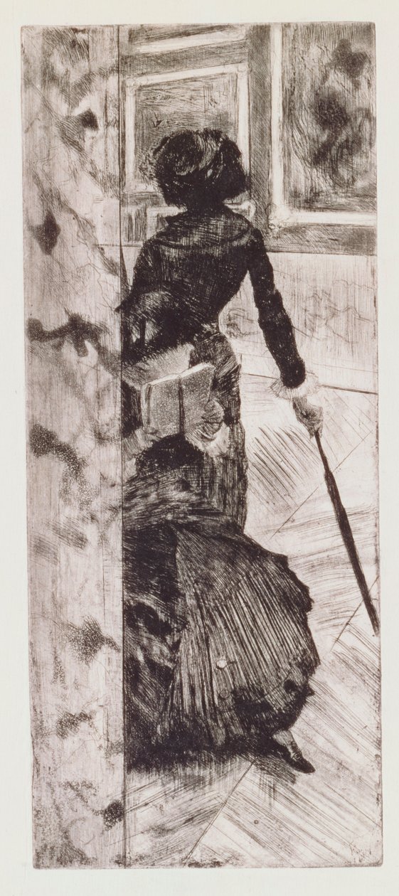 卢浮宫的玛丽·卡萨特（Mary Cassatt）：绘画画廊，1879-80年 作者 埃德加·德加