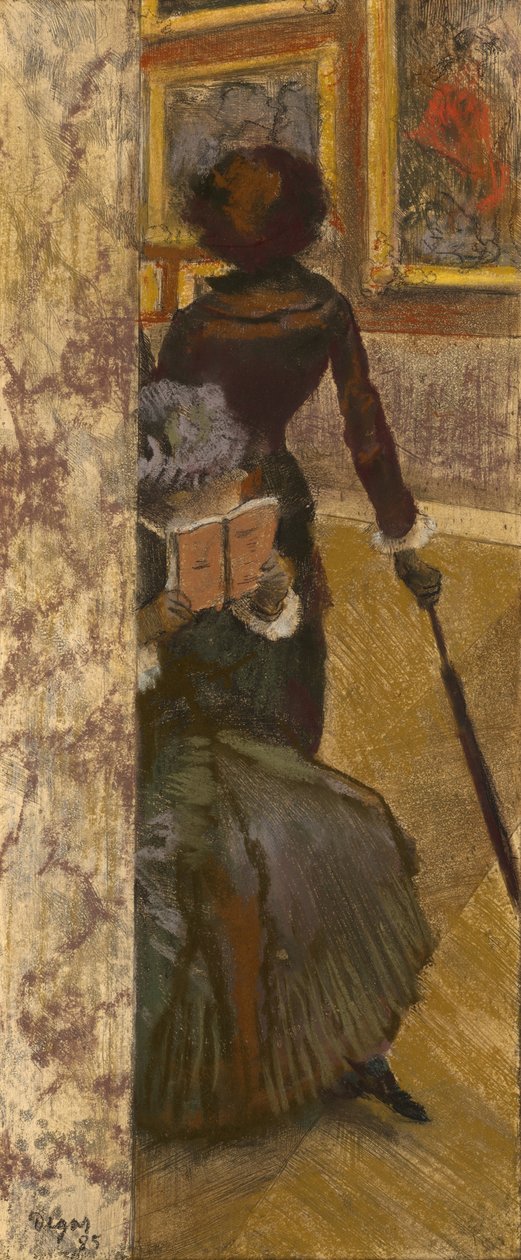 玛丽·卡萨特（Mary Cassatt）在罗浮宫：绘画画廊，1885年 作者 埃德加·德加