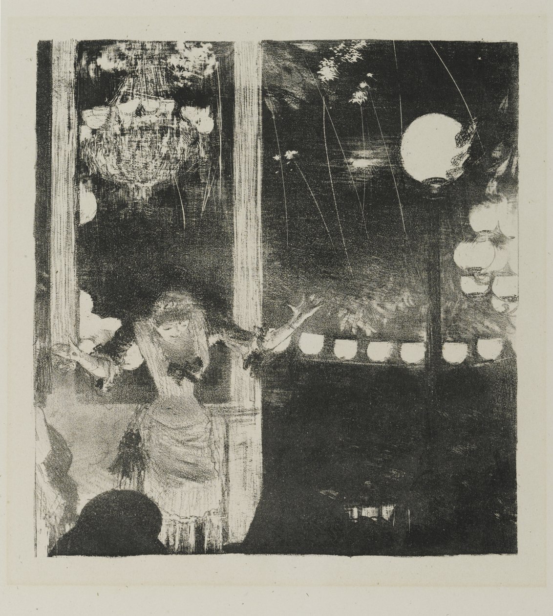 1877年至1878年，咖啡馆大使馆的Mlle Becat（编织纸上的版画） 作者 埃德加·德加