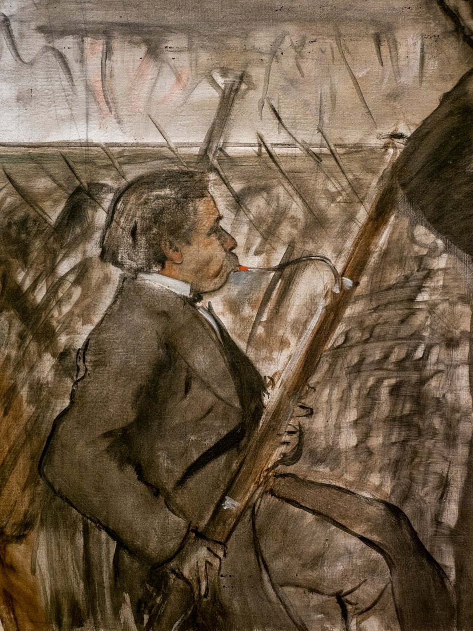 Musicians in the orchestra (detail). Around 1870. Oil on canvas. 作者 埃德加·德加