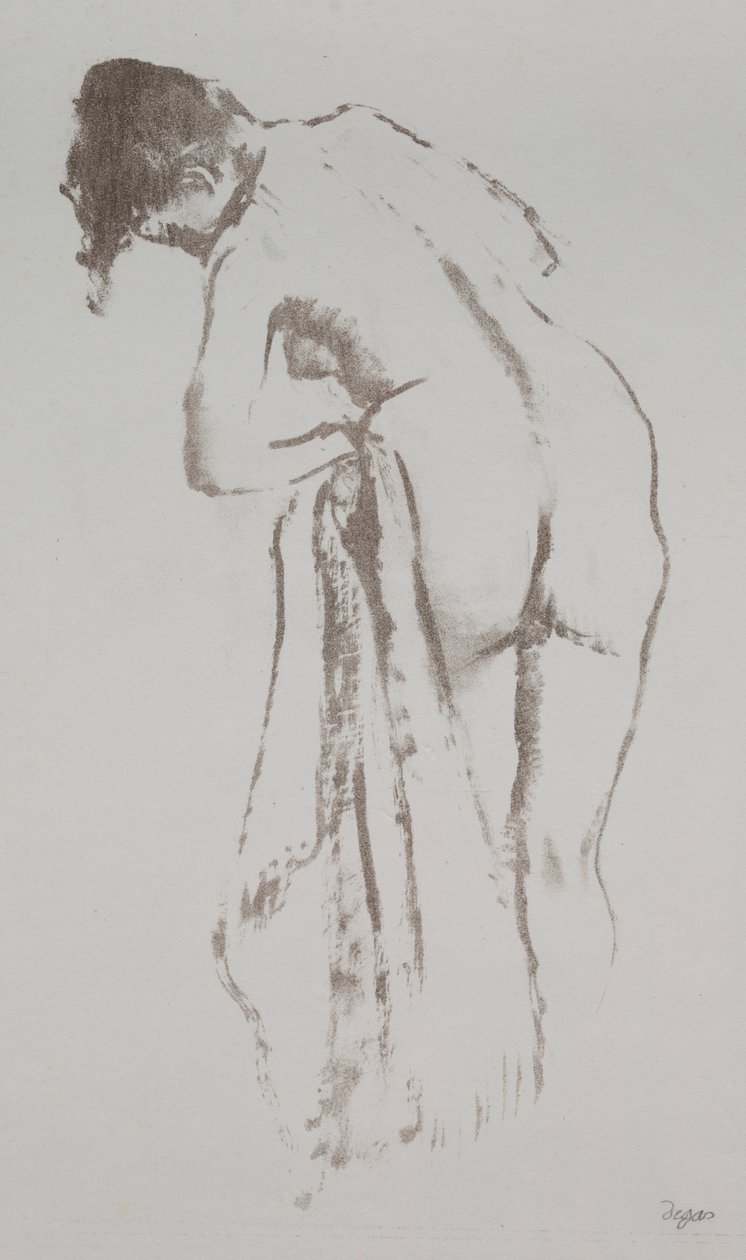 手持毛巾的裸女，站立式 作者 埃德加·德加