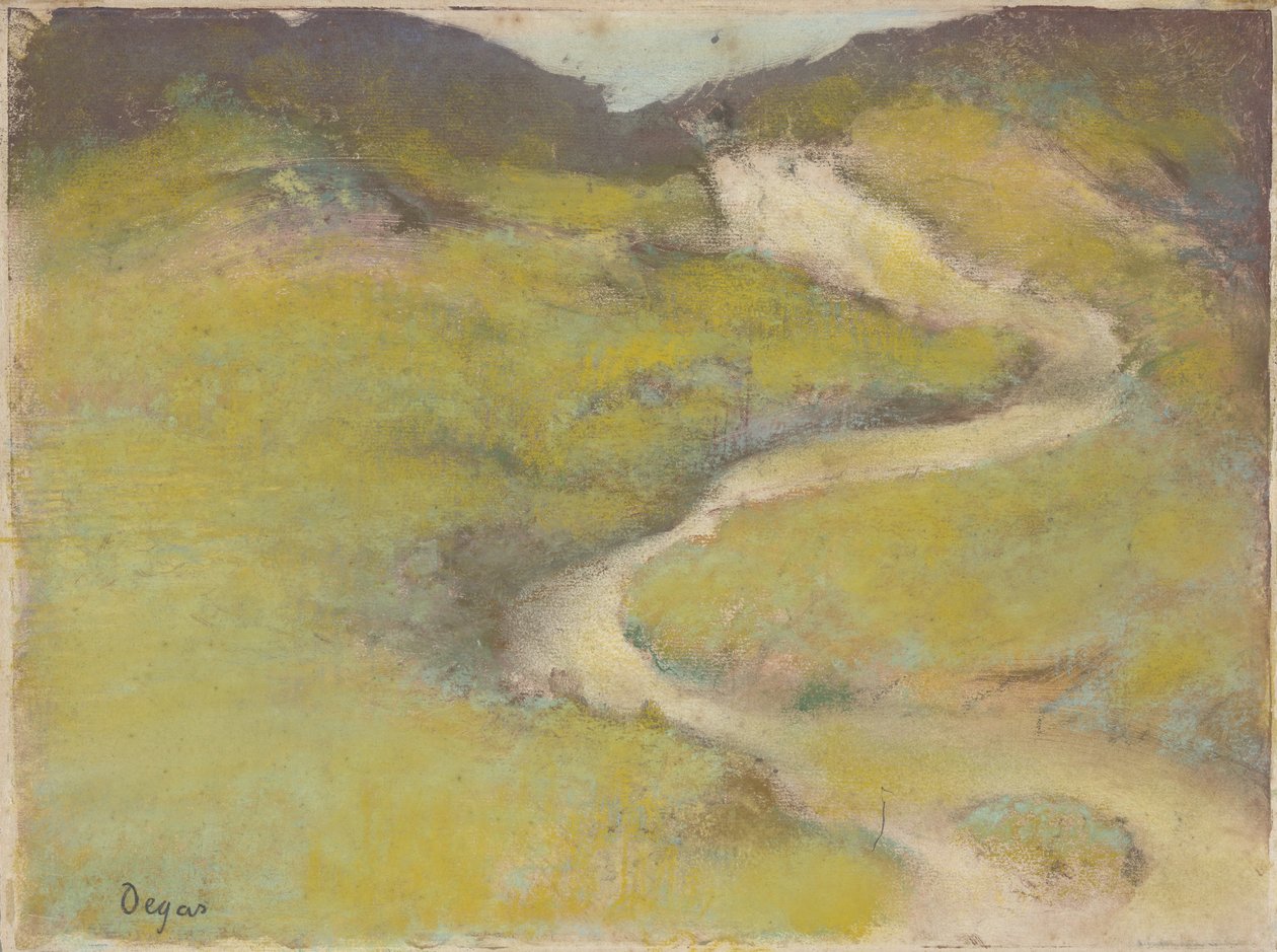 田野中的通路，1890年（油画中的单色印花） 作者 埃德加·德加