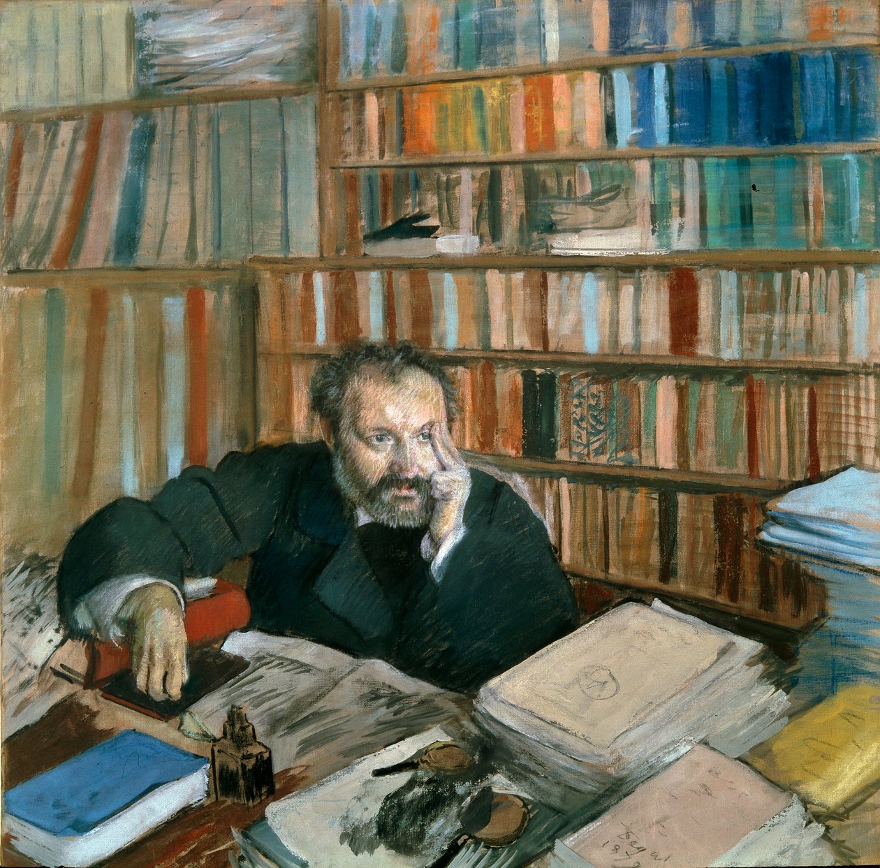 Edmond Duranty (1833-1880) 作家和艺术评论家的肖像。 埃德加·德加 (1834-1917) 的绘画 作者 埃德加·德加