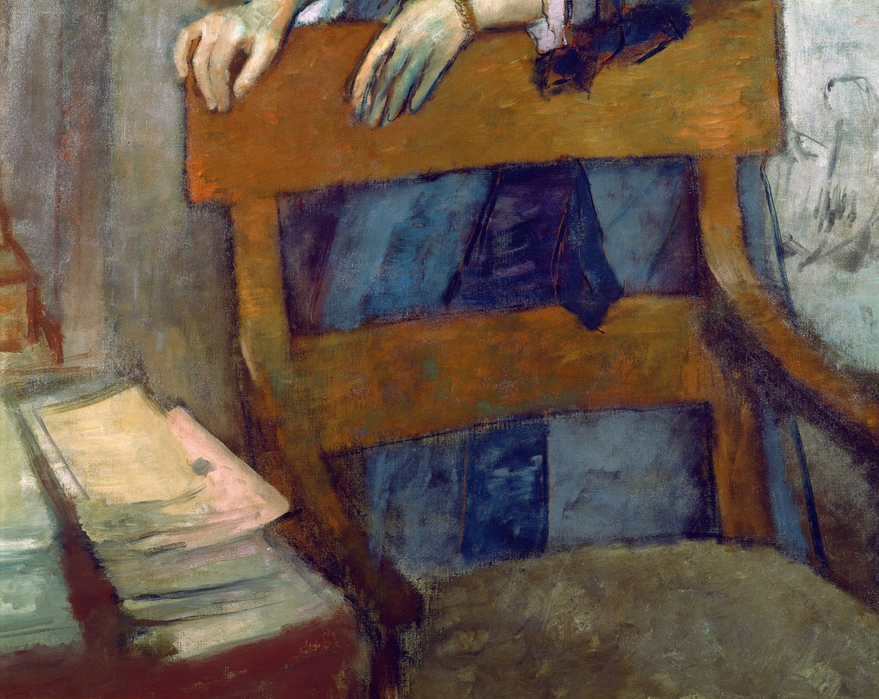 Helene Rouart在她父亲的研究中的肖像，椅子的细节，c.1886（细节9968） 作者 埃德加·德加