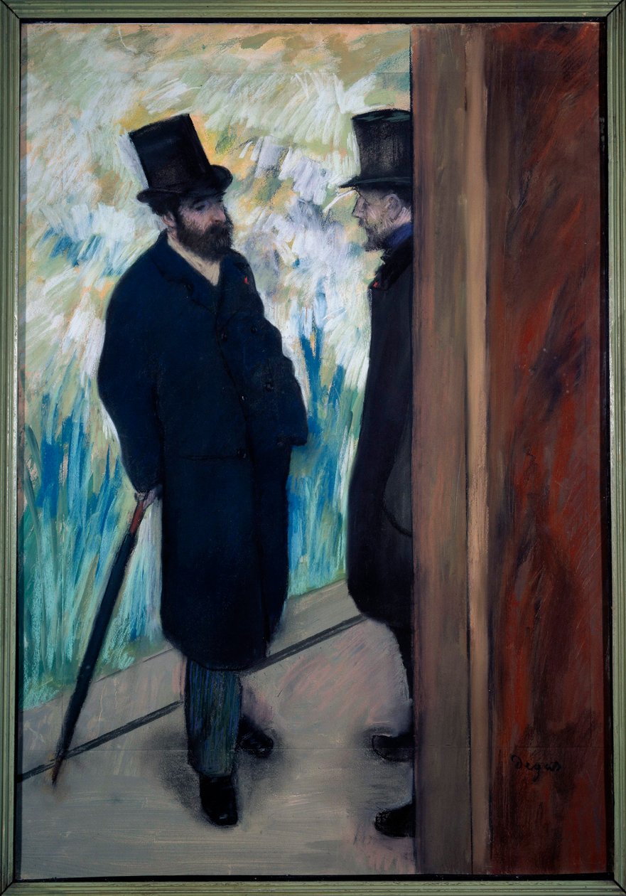 剧作家和剧作家 Ludovic Halevy 和 Albert Boulanger-Cave 在 Opera Pastel 幕后的肖像，埃德加·德加（Edgar Degas，1834-1917）1879 年 0,75x0,55 m 巴黎，奥赛博物馆 - 剧作家兼剧作家 Ludovic Halevy 和 Albert 的肖像 作者 埃德加·德加
