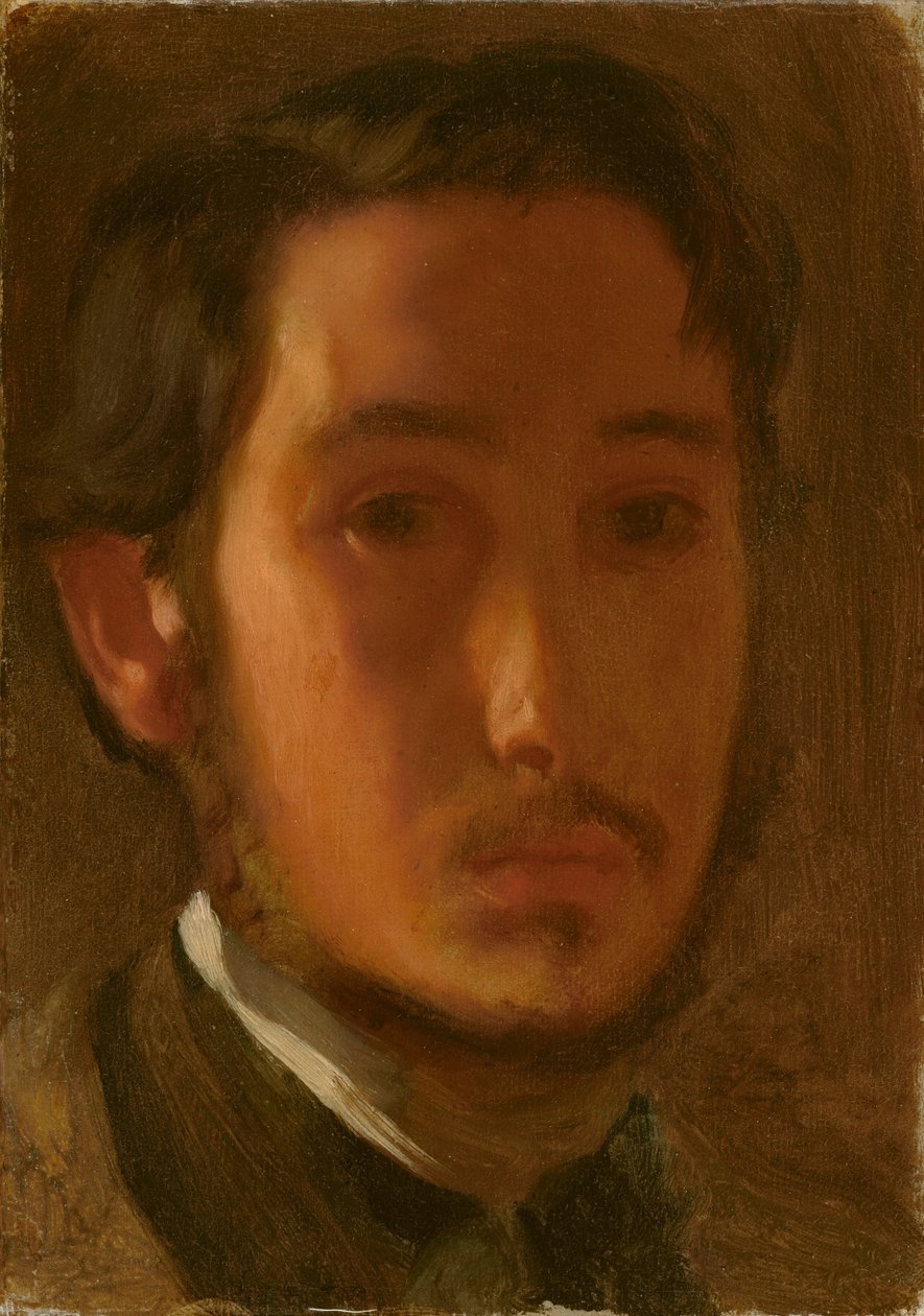 带白领的自画像，约1857年。 作者 埃德加·德加