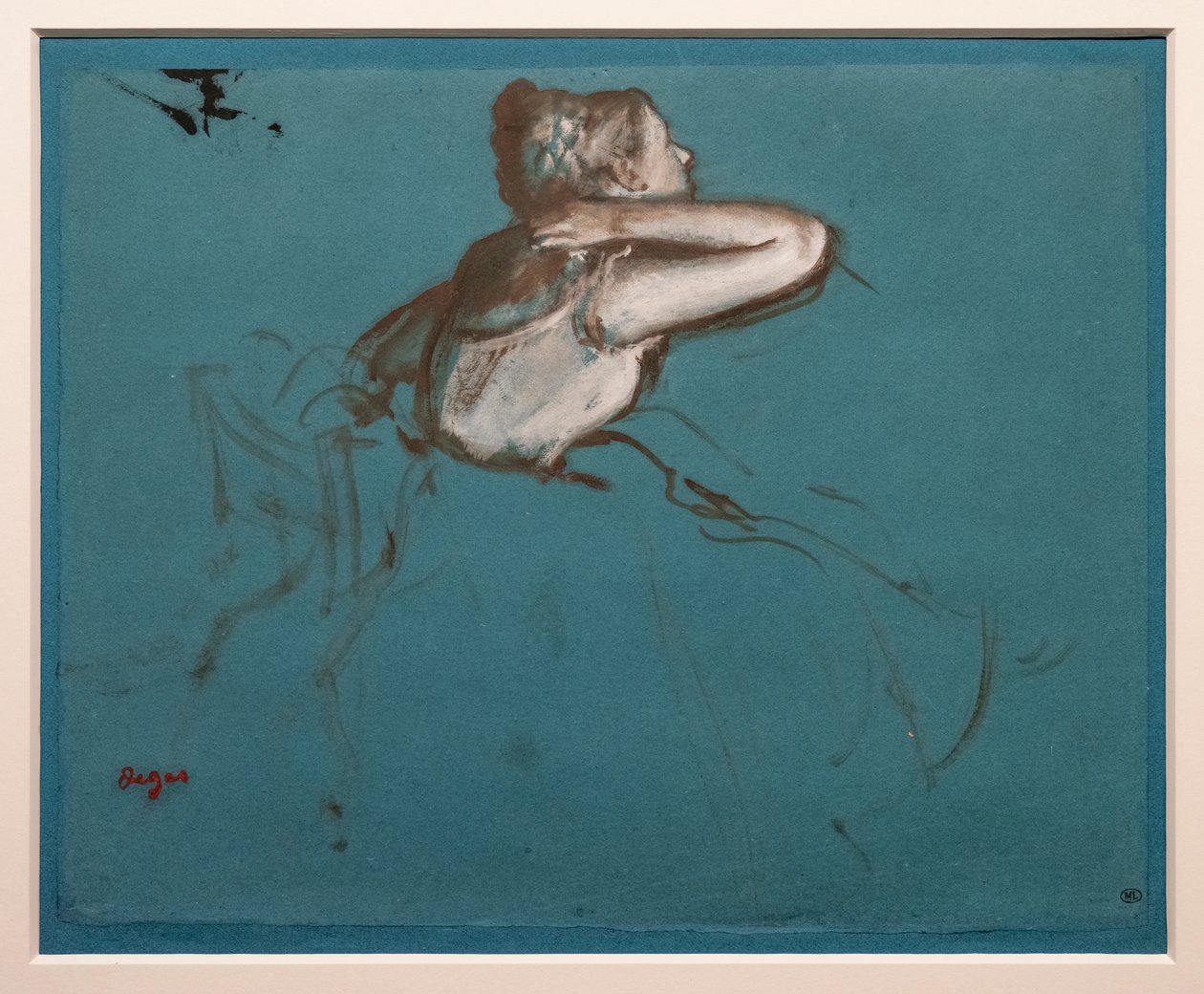 Sitting dancer turned to the right (study for the seated figure of “Repetition de ballet sur la scène”). 1873. Oil and paint has essence on paper 作者 埃德加·德加