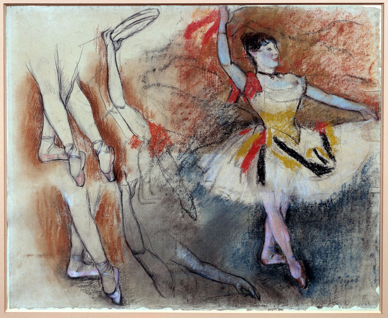 手鼓舞者 Edgar Degas（1834-1917）用柔和的黑色铅笔学习。 1882年太阳。 0,58x0,46 m 巴黎，奥赛博物馆 作者 埃德加·德加