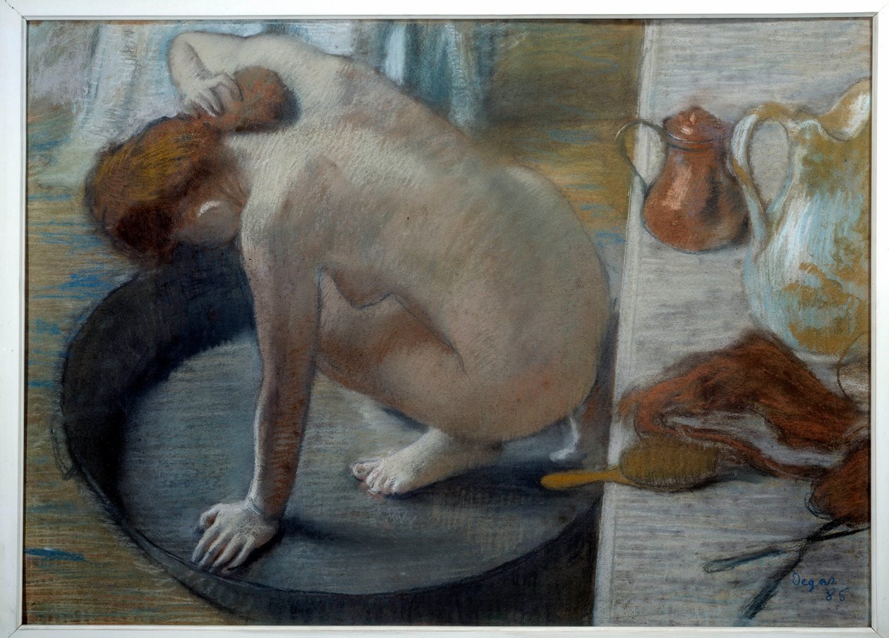 埃德加·德加（Edgar Degas，1834-1917 年）的粉彩浴缸。 1886. 太阳。 0.60 x 0.83 米。 巴黎，奥赛博物馆 作者 埃德加·德加