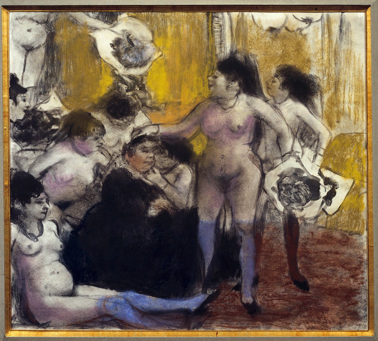 赞助人的聚会在聚会中以纪念一个妓女而关闭。埃德加·德加斯（Edgar Degas）绘画 作者 埃德加·德加