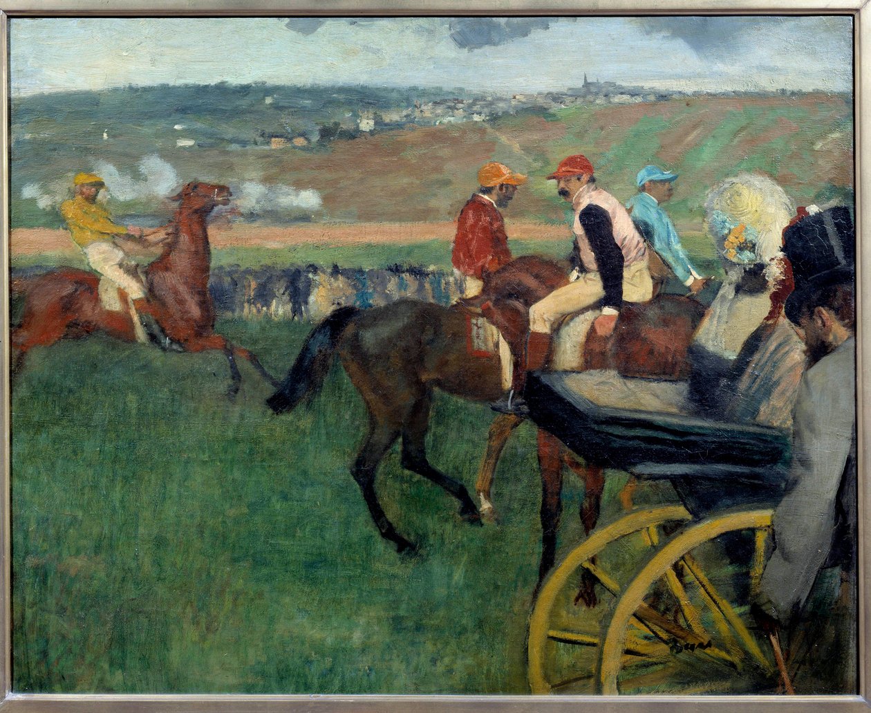 赛马场，业余骑师靠近一辆汽车 埃德加·德加 (Edgar Degas) (1834-1917) 1876-1887 年作画。 0,66x0,81 m 巴黎，奥赛博物馆 作者 埃德加·德加