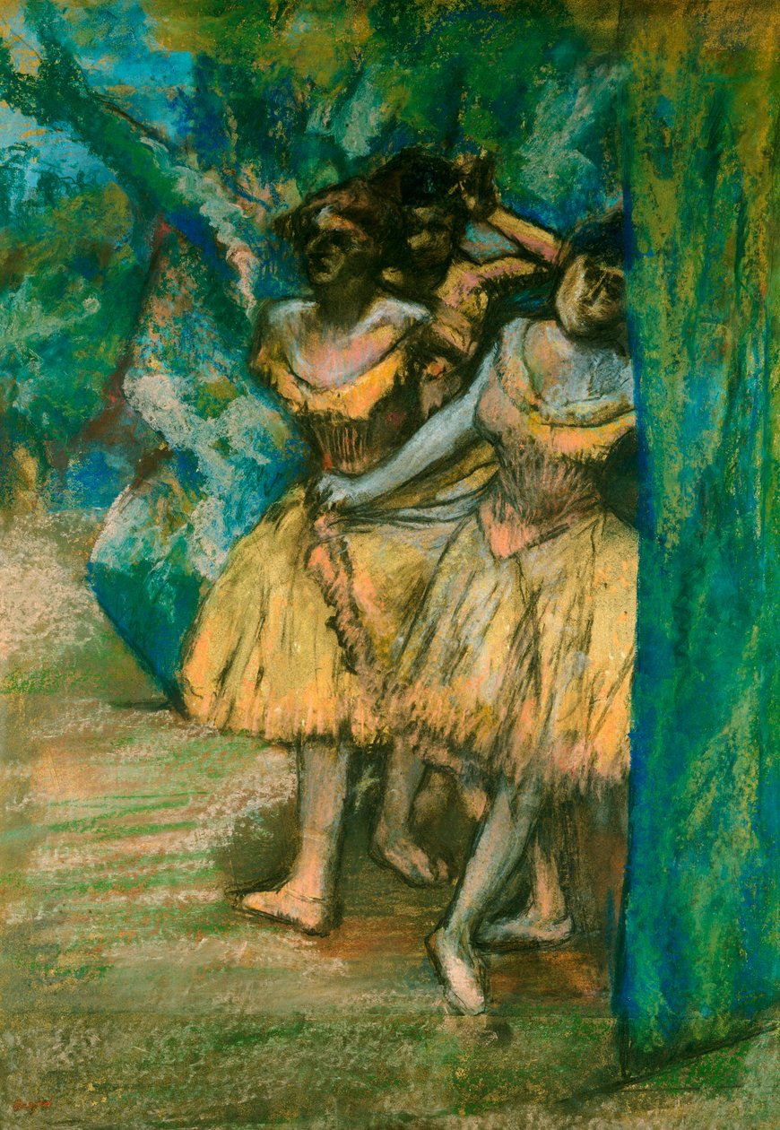 三位舞者与树木和岩石的背景，1904-06年 作者 埃德加·德加