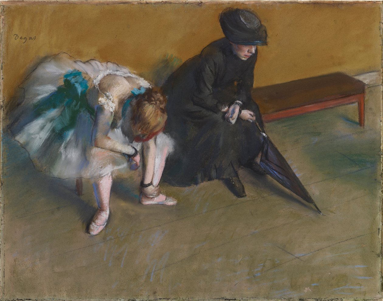 等待（L&39;attente），c.1882（纸上粉彩） 作者 埃德加·德加