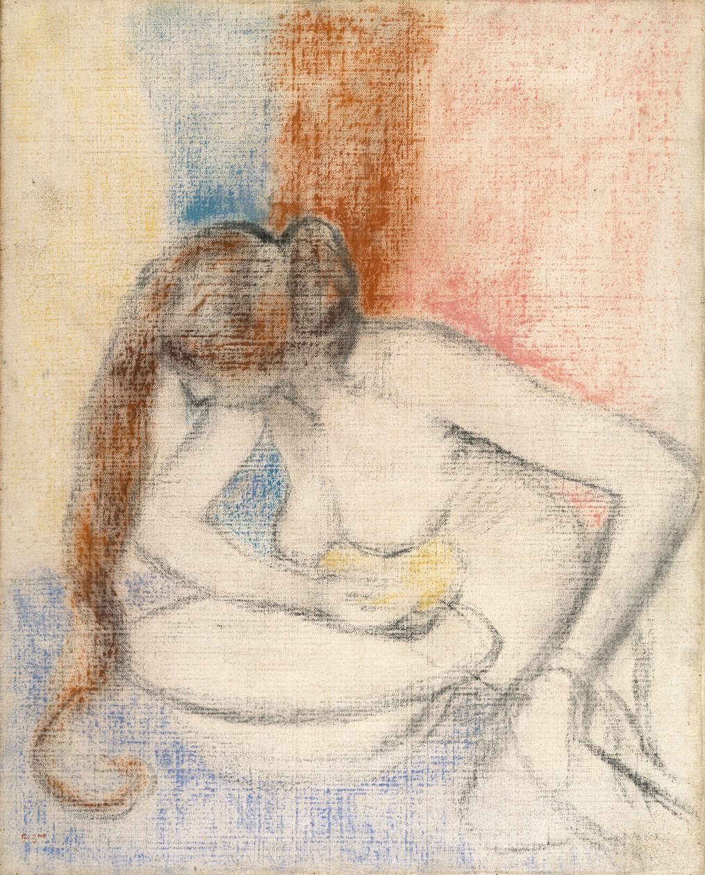 洗澡的女人》，约 1897 年（底色画布上的粉彩画） 作者 埃德加·德加