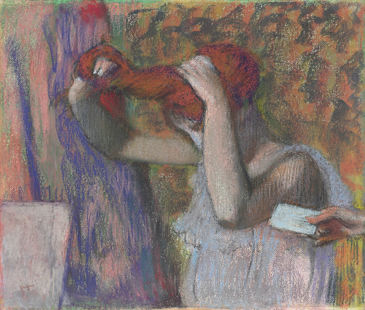 女人造型她的头发，这封信；梳理头发的女人信1888-1892年 作者 埃德加·德加