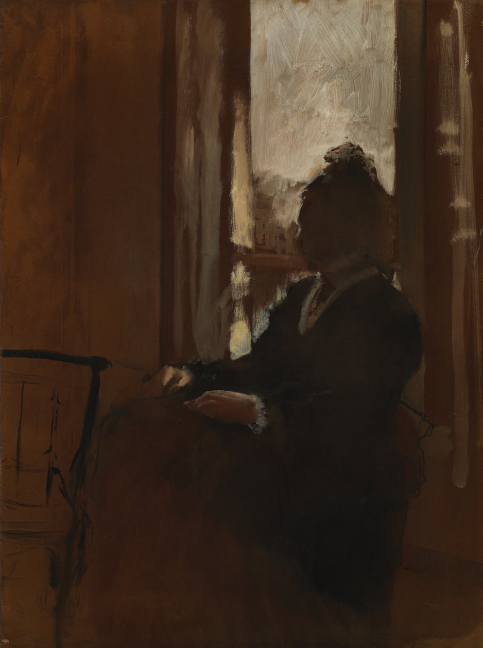在窗口的女人，c.1871-2（纸上亚麻布上的油） 作者 埃德加·德加