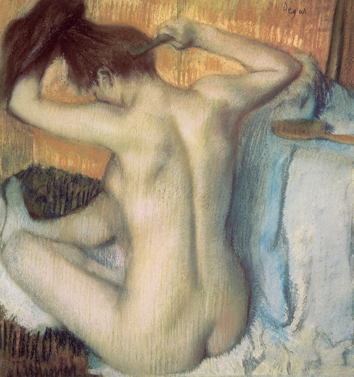 梳理头发的女人，约1885年（粉彩画 作者 埃德加·德加