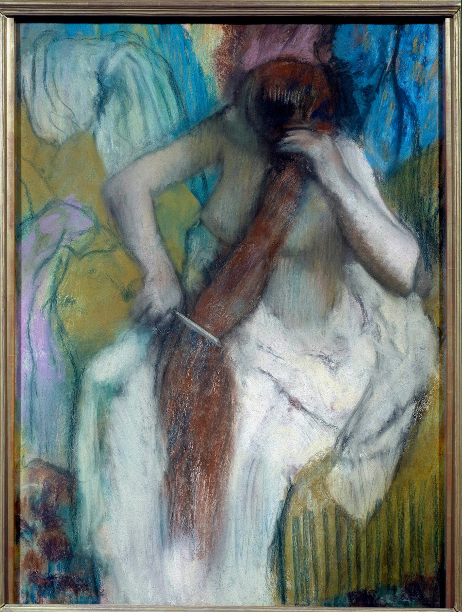 Edgar Degas (1834-1917) 1887-1890 暗淡的女性造型或头发粉彩。 0,87x0,57 m 巴黎，奥赛博物馆 作者 埃德加·德加