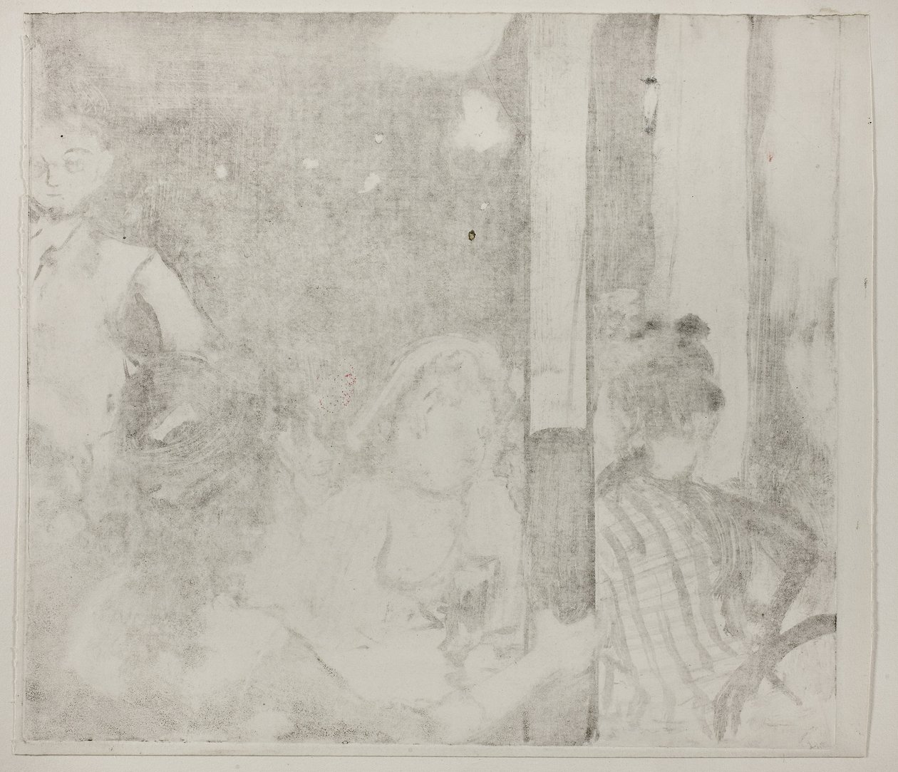 咖啡馆前的妇女，傍晚，约 1877 年（象牙梭织纸上的同名单版画） 作者 埃德加·德加