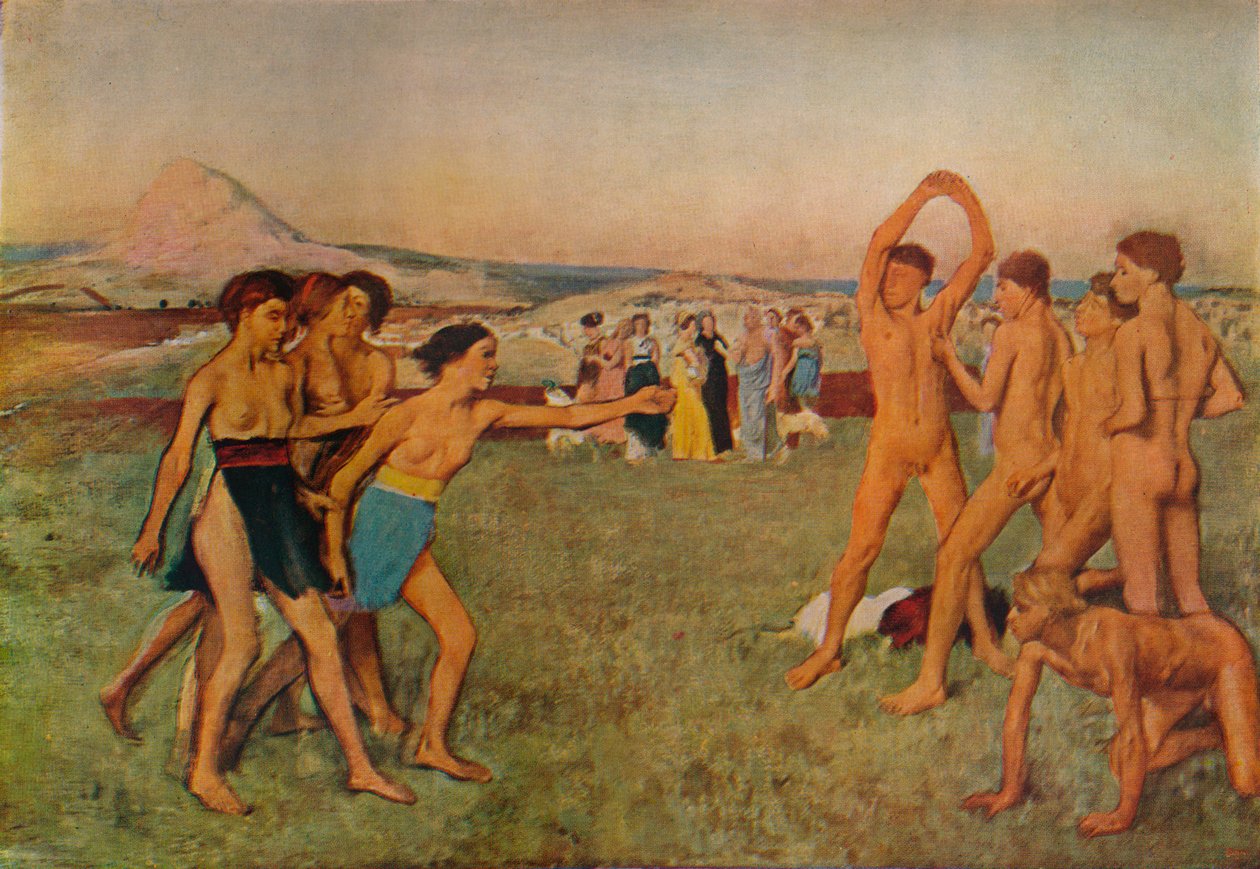 年轻的斯巴达人运动，c1860，1932年 作者 埃德加·德加