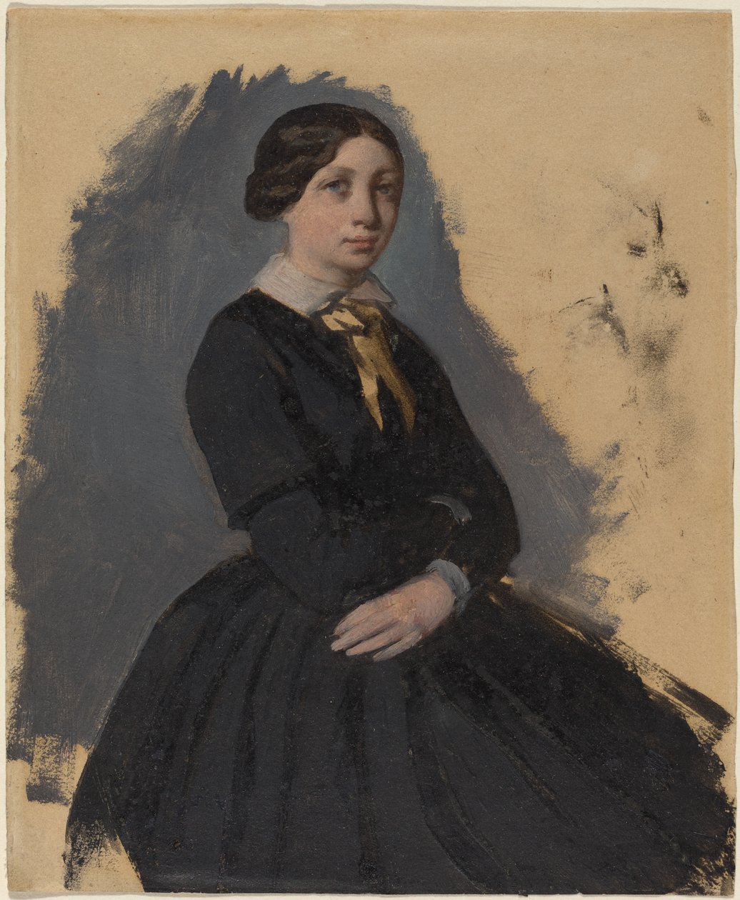 黑色的年轻女子，1861-5（织物上的油） 作者 埃德加·德加