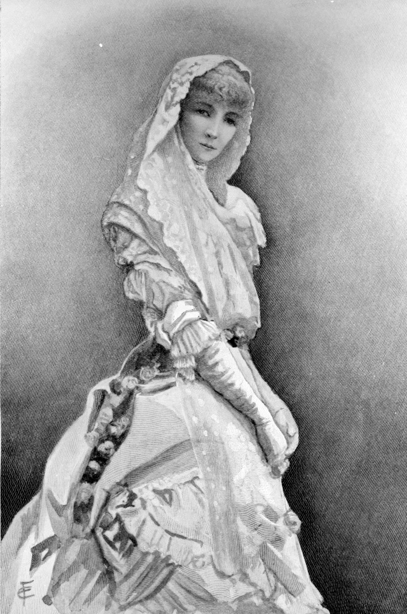 莎拉·伯恩哈特（Sarah Bernhardt）饰演的玛格丽特·戈蒂埃（Marguerite Gautier）饰演亚历山大·杜马斯（Alexandre Dumas Fils）的La Dame aux Camelias，是美国的第一部作品。 1880 作者 伊迪丝·菲蒂安（Edith Fithian）