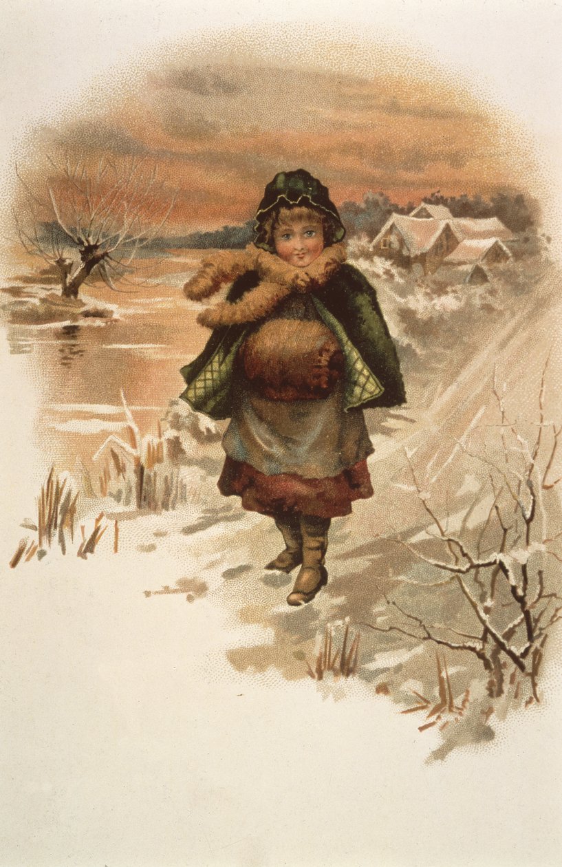 一条雪道的女孩，从百合居住的例证，1889年 作者 伊迪丝·伯克利