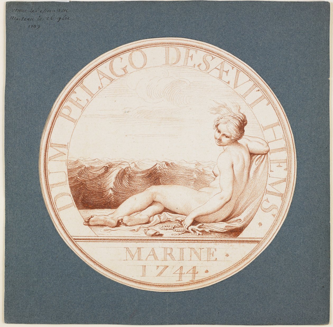 Marine Allegory，c。 1743年（红粉笔） 作者 埃德梅·布查顿