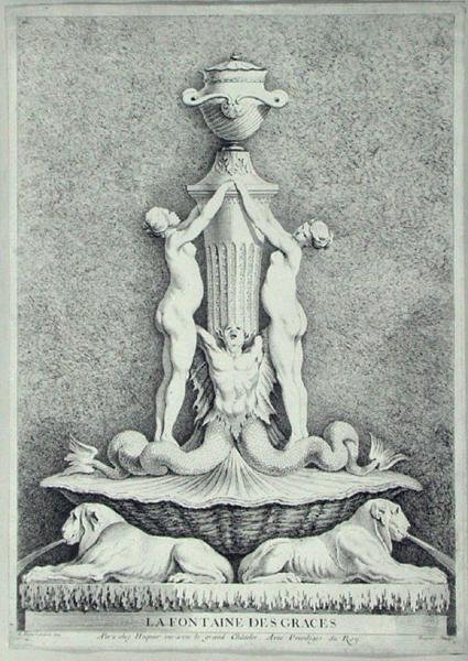 La Fontaine des Graces，Huquier刻的（雕刻）。 作者 埃德梅（继）布沙东