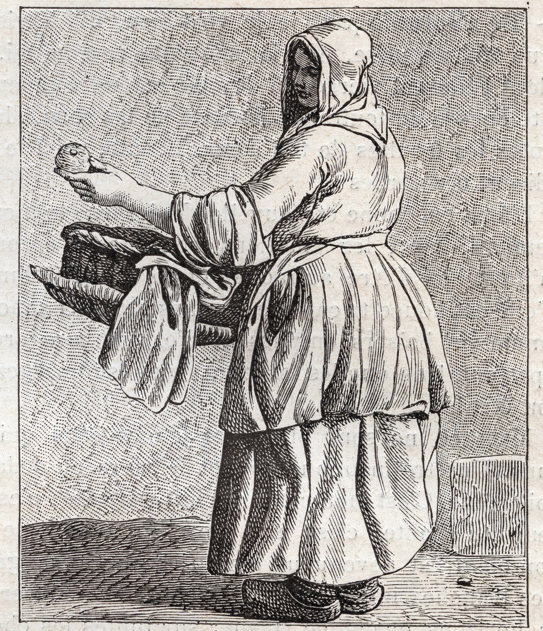 烤苹果的商人--Pepetit metier de Paris（取自低等人的研究，或巴黎的哭声）--Edme Bouchardon（1698-1762）的雕刻。 作者 埃德梅·布查顿