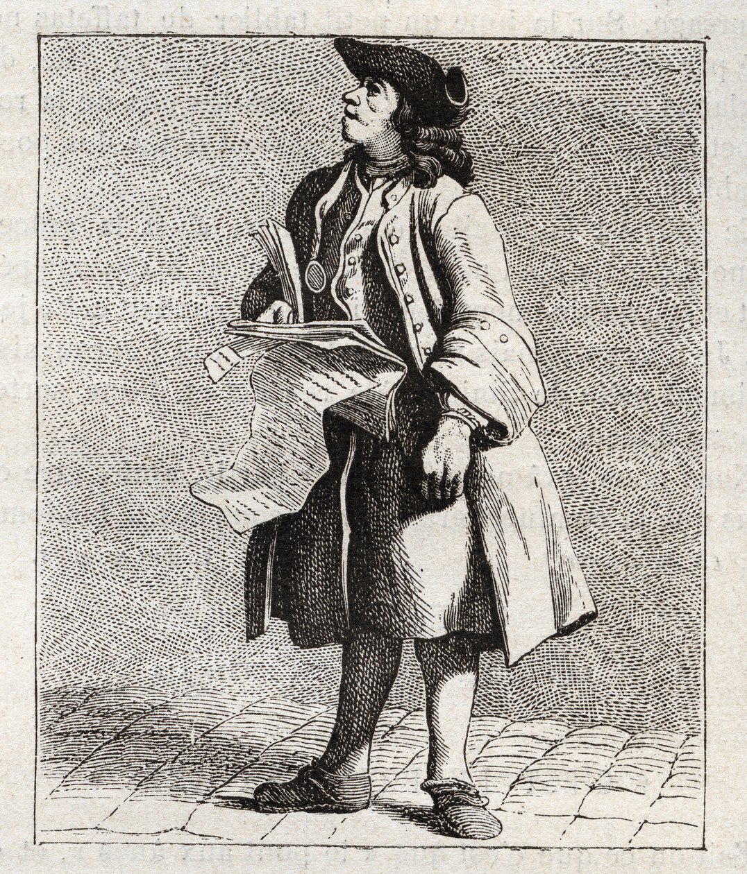 Le crieur des numos winners (Loto) - Petity metier de Paris (Études prises dans le bas Peuple, ou les Cris de Paris) - engraving by Edme Bouchardon (1698-1762) 作者 埃德梅·布查顿