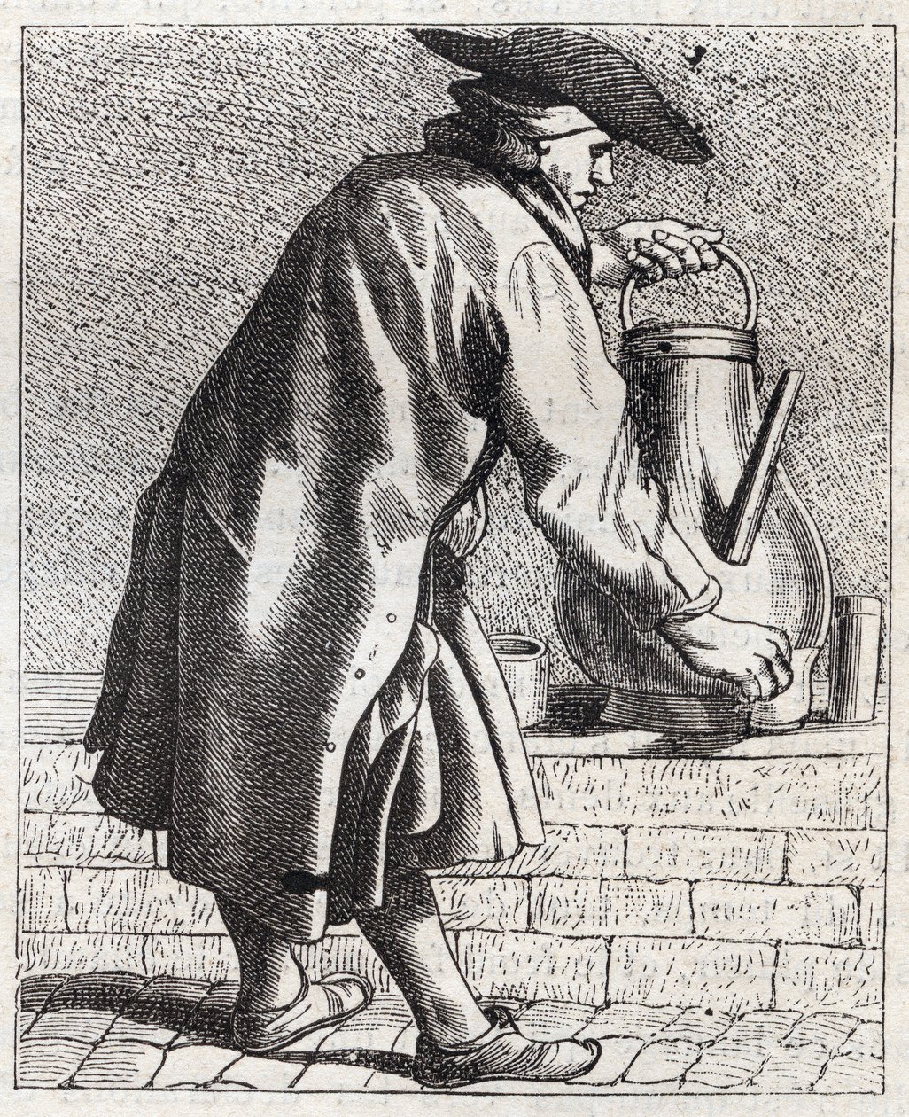 Le marchand de cafe - Pepetit metier de Paris (Études prises dans le bas Peuple, ou les Cris de Paris) - engraving by Edme Bouchardon (1698-1762) 作者 埃德梅·布查顿