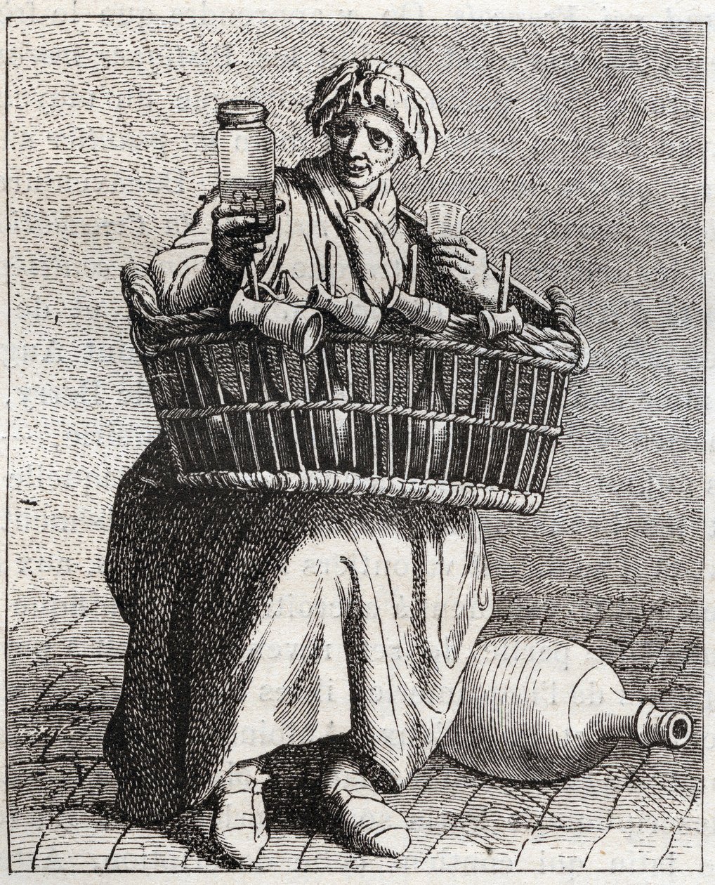 干邑商人 - Pepetit metier de Paris（取自下层人民的研究，或巴黎的呼声）--Edme Bouchardon（1698-1762）的版画。 作者 埃德梅·布查顿
