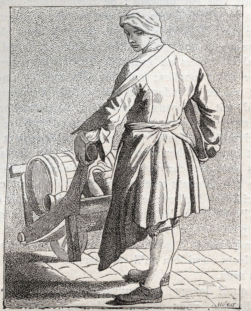 Le marchand de vinegar - Pepetit metier de Paris (Études prises dans le bas Peuple, ou les Cris de Paris) - Edme Bouchardon (1698-1762)的版画。 作者 埃德梅·布查顿