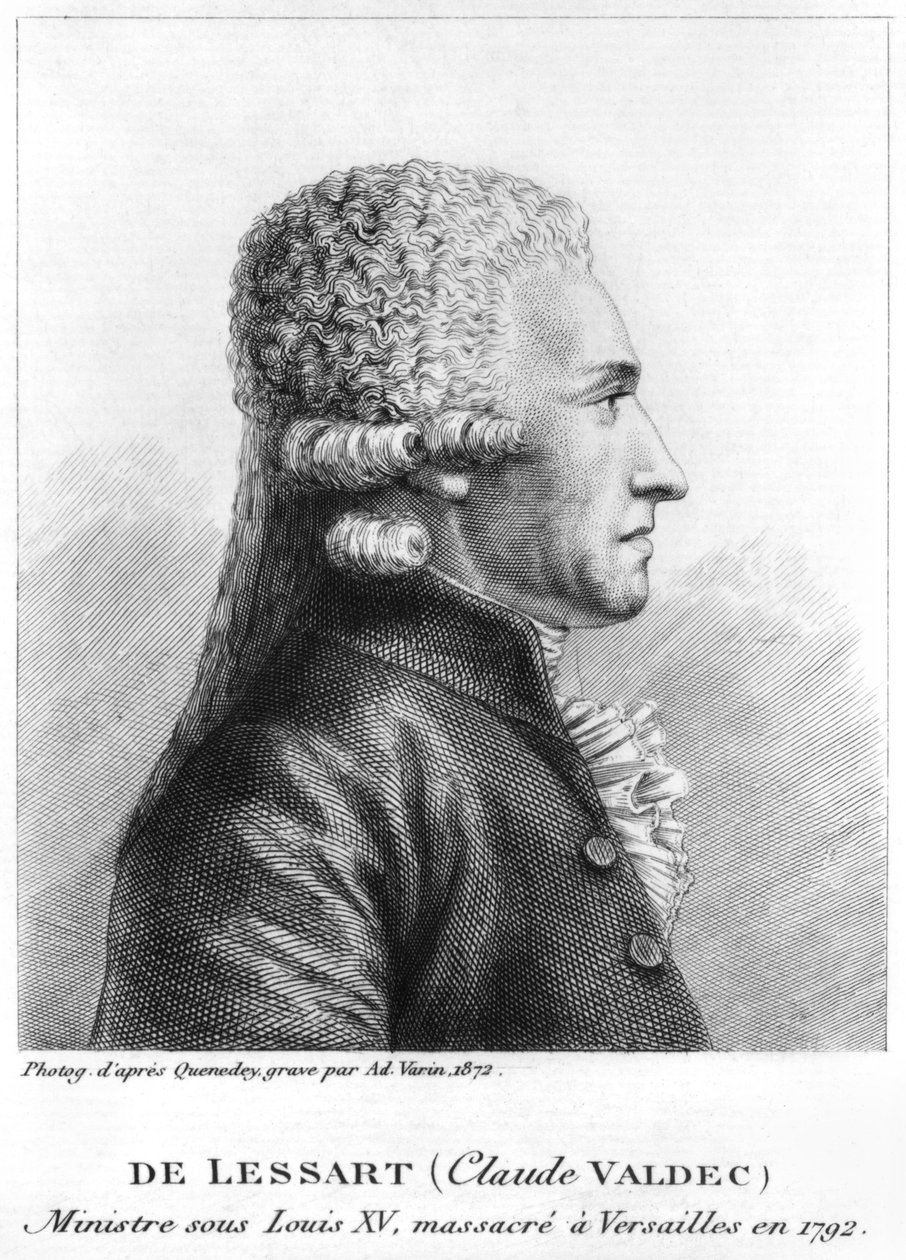Claude Valdec de Lessart（1741-92）的肖像由Ad。瓦林，1872年（bw） 作者 艾德梅·昆尼迪