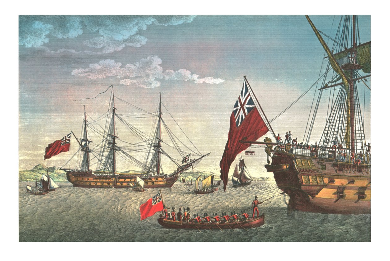 拿破仑登上诺森伯兰郡，前往圣赫勒拿岛，1815年8月8日，c1850 作者 埃德梅·博维内特