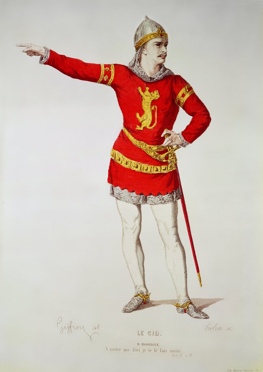 Rodrigo，来自Corneille的&39;Le Cid&39;，由Alexandre Marie Colin（1798-1875）雕刻 作者 埃德蒙·AF·杰弗罗伊