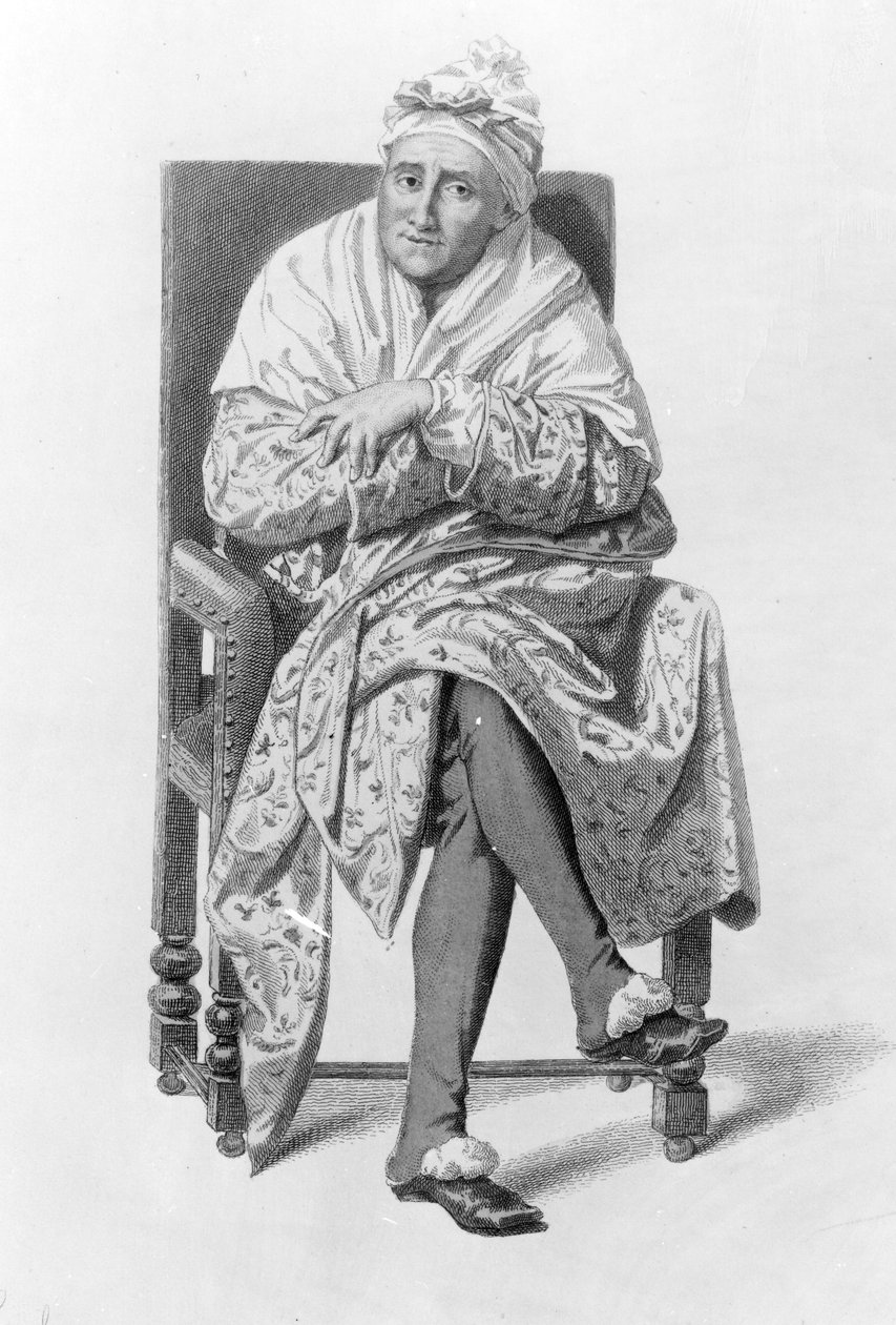 第一幕第二幕中的Argan，来自莫里哀的“Le Malade Imaginaire”，由Ludwig Wolff雕刻 作者 埃德蒙·AF·杰弗罗伊