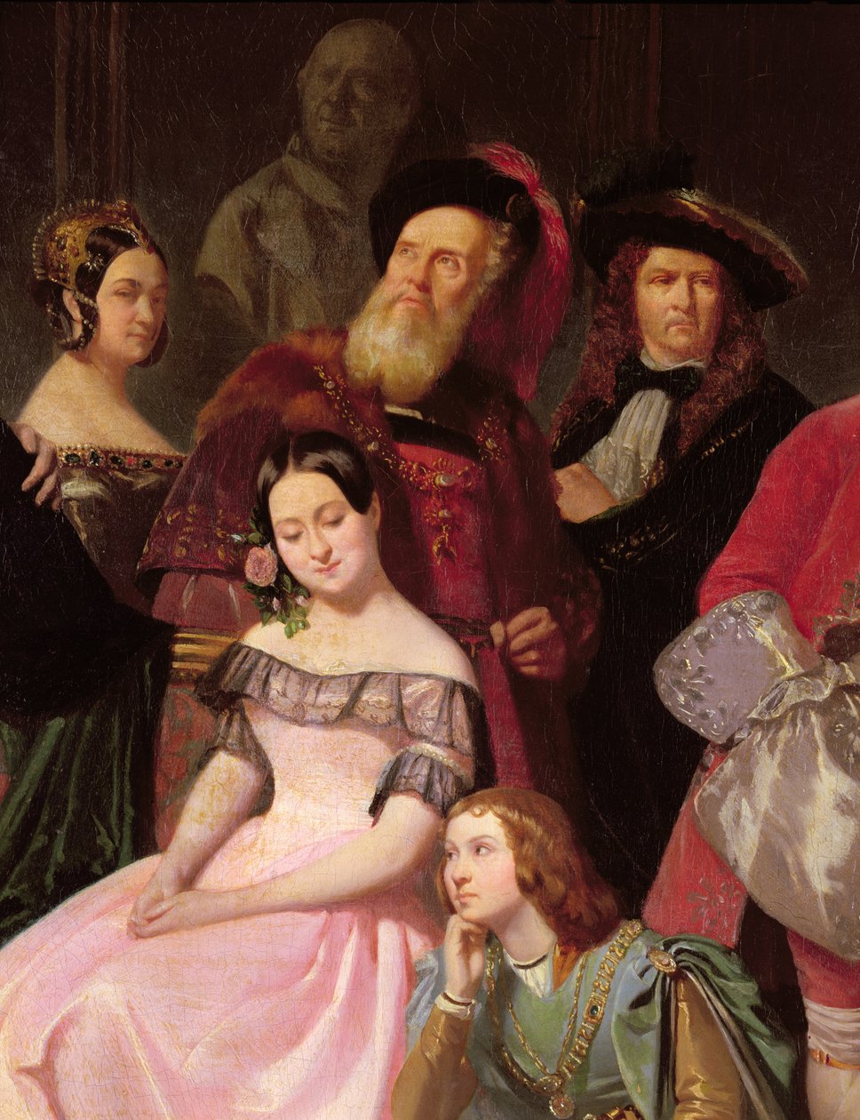 Lomp的成员：Mlle Noblet，Mlle Plessis，Joanny（1775-1849），1840年Hernani，Mlle Anais，Perrier的服装（细节163165） 作者 埃德蒙·艾梅·弗洛伦丁·杰弗罗伊