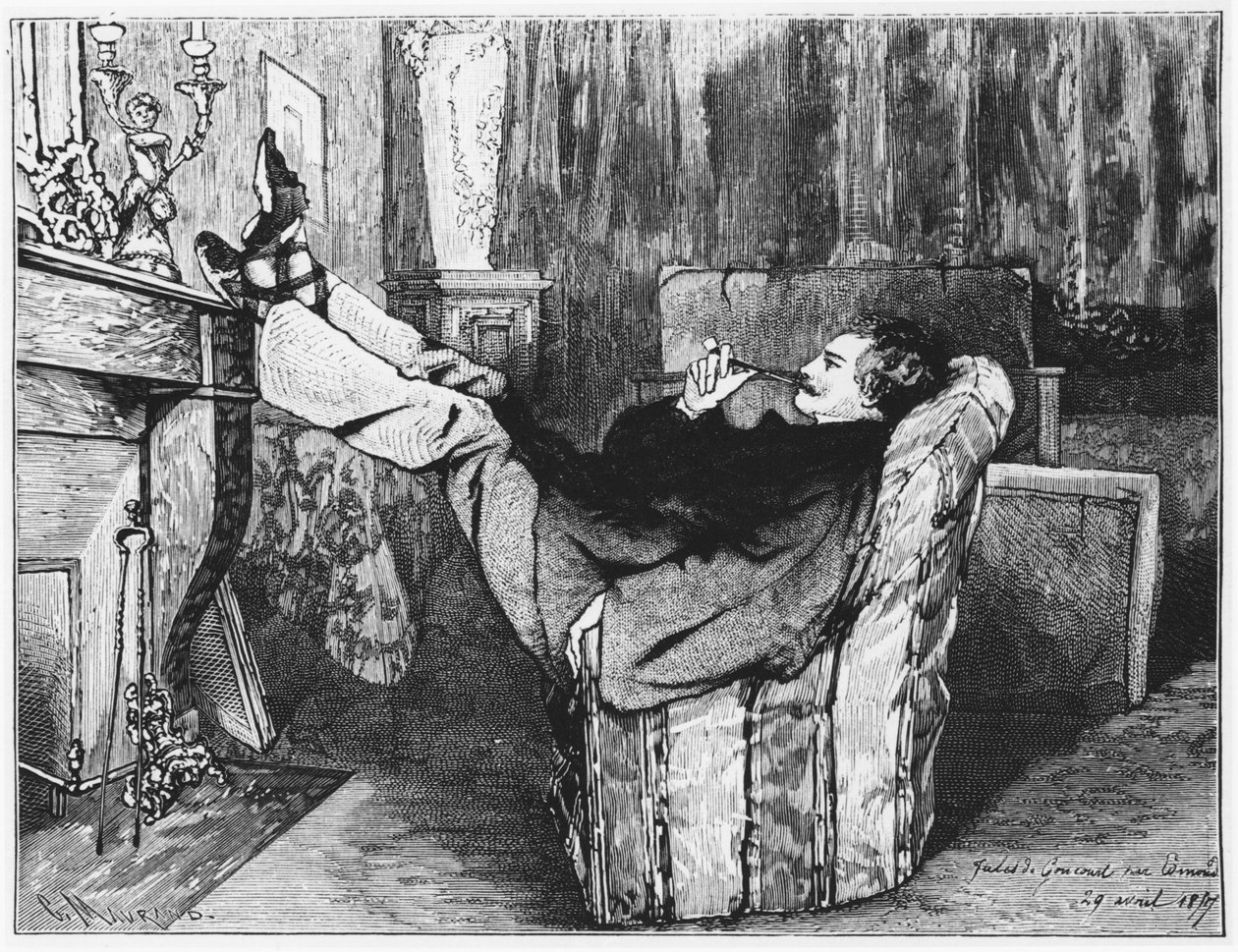 Jules de Goncourt（1830-70），来自Journal of Edmond and Jules de Goncourt，1857年4月29日，由Charles Maurand雕刻（bw照片） 作者 埃德蒙·德·冈古特