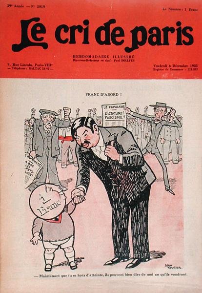 法郎第一"，皮埃尔-拉瓦尔（1883-1945 年）与小法郎，《Le Cri de Paris》杂志漫画作品 作者 爱德蒙 (1861 1943) 挂毯