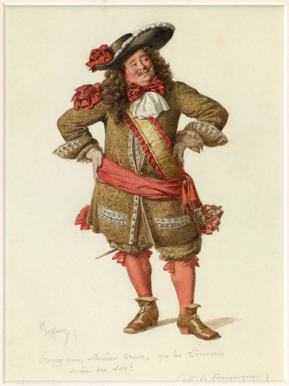 Pourceaugnac 先生肖像，约 1870 年（水彩画） 作者 埃德蒙·艾梅·弗洛伦丁·杰弗罗伊