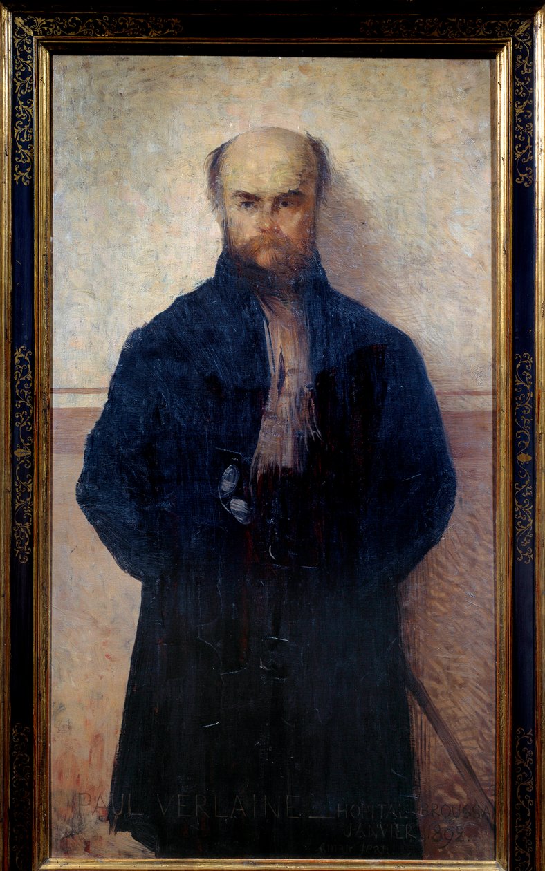Paul Verlaine (1844 - 1896) 法国诗人和作家的肖像。 埃德蒙·弗朗索瓦·阿曼·让 (Aman-Jean, Amand Jean, Aman-Jean 作者 埃德蒙·弗朗索瓦·阿曼·让