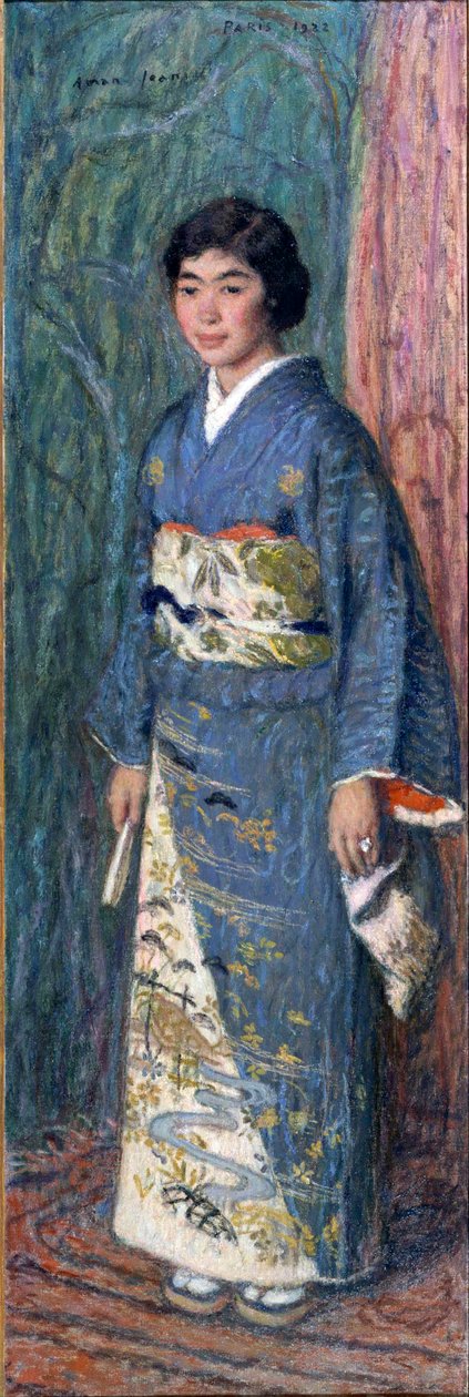一位身穿和服的日本妇女或黑木夫人的肖像 作者 埃德蒙·弗朗索瓦·阿曼·让